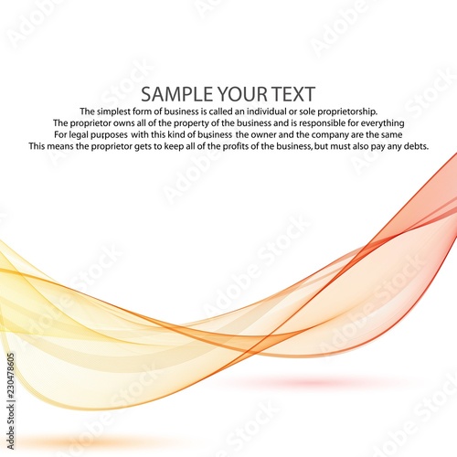 Abstract vector background with orange smooth color wave. Color wavy lines. eps 10
