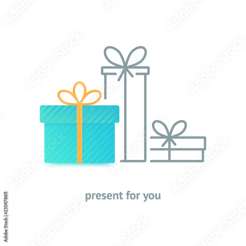 Gift boxes color vector icon, wish list concept