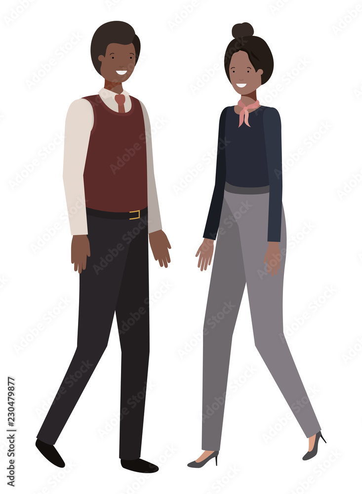 young couple of business avatar character young couple of business avatar character