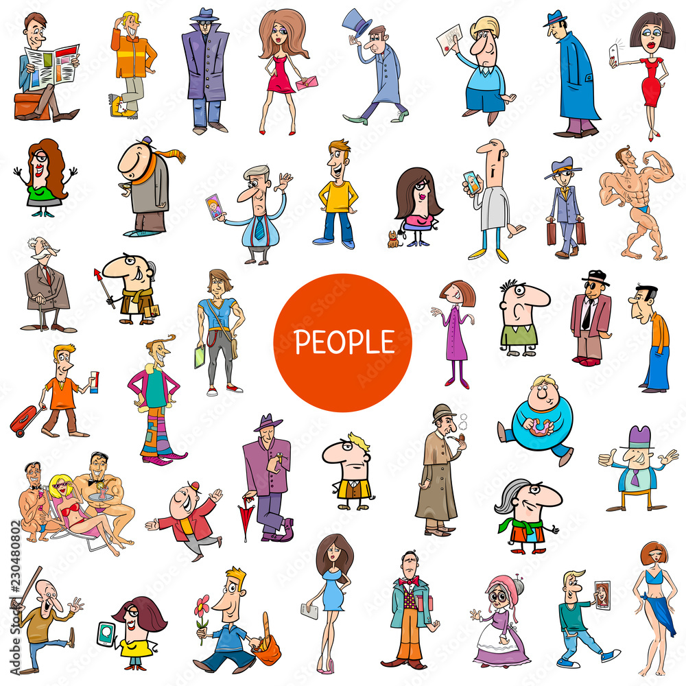 cartoon people characters large set cartoon people characters large set