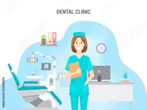 Dental clinic. Conceptual banner flat design isolated.