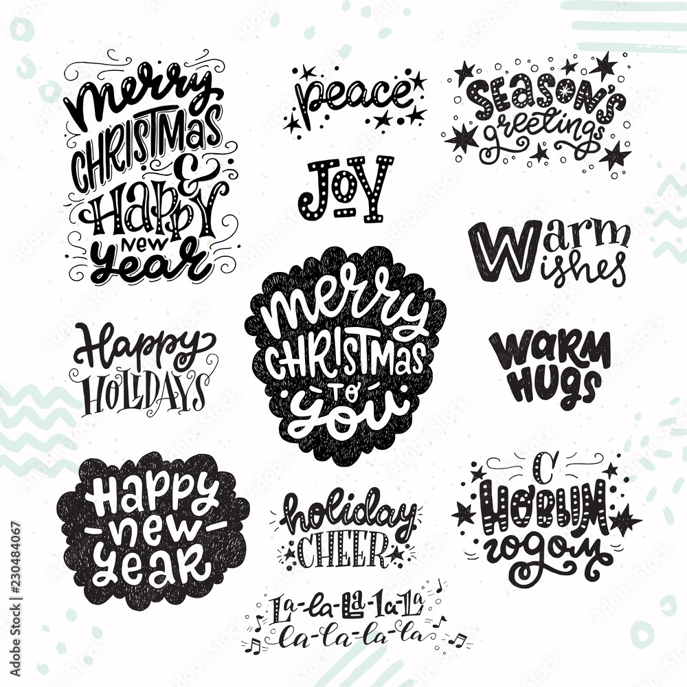 Set of Christmas and New Year hand lettering Set of Christmas and New Year hand lettering