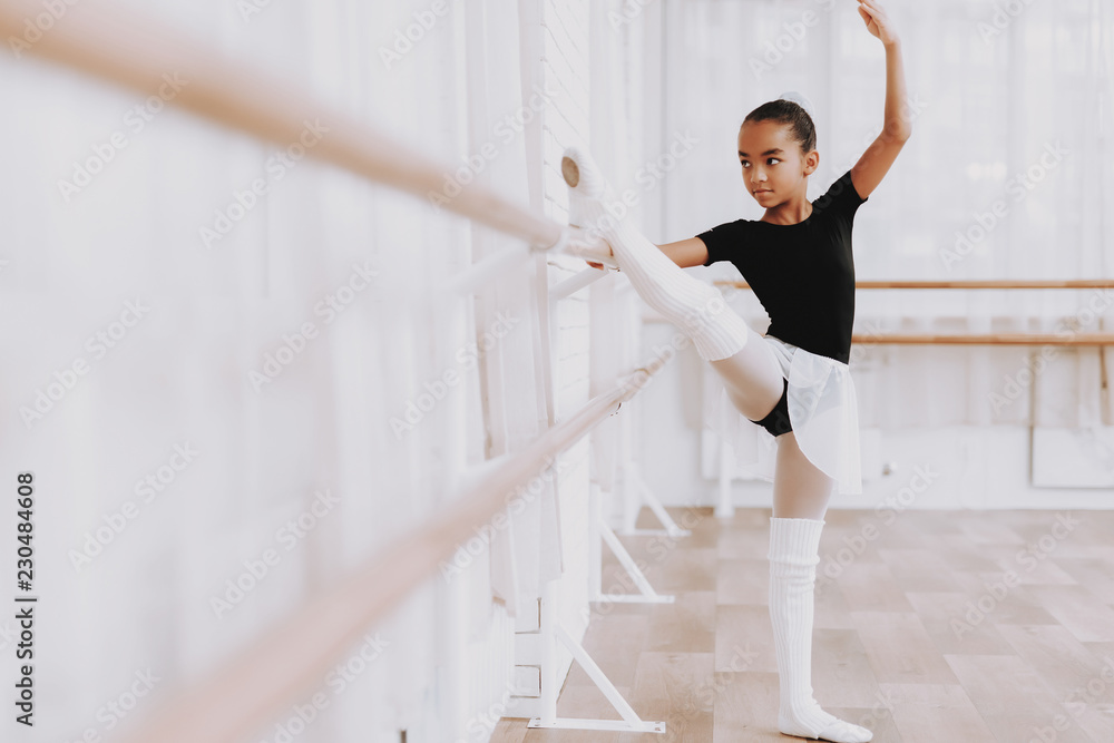 Ballet Training of Young Girl in Balerina Tutu. Ballet Training of Young Girl in Balerina Tutu.
