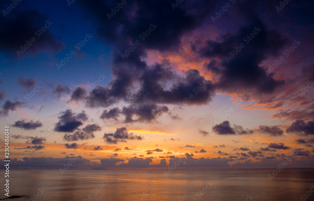 Aerial view of beautiful amazing sea sunset with color dramatic sky Aerial view of beautiful amazing sea sunset with color dramatic sky