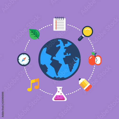 E-learning, Distance Education, Study, Tutorial, Online Learning. Flat design modern vector illustration concept.