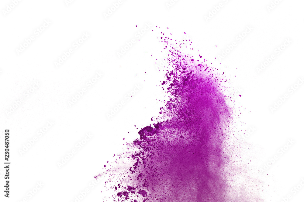 Freeze motion of colored powder explosions isolated on white background. Freeze motion of colored powder explosions isolated on white background.