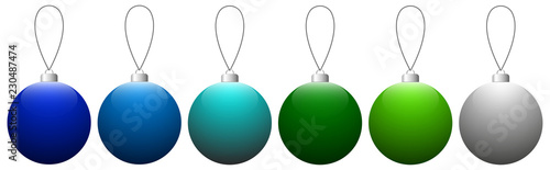 Collection of colorful glass Christmas balls hanging on the string. Vector EPS 10