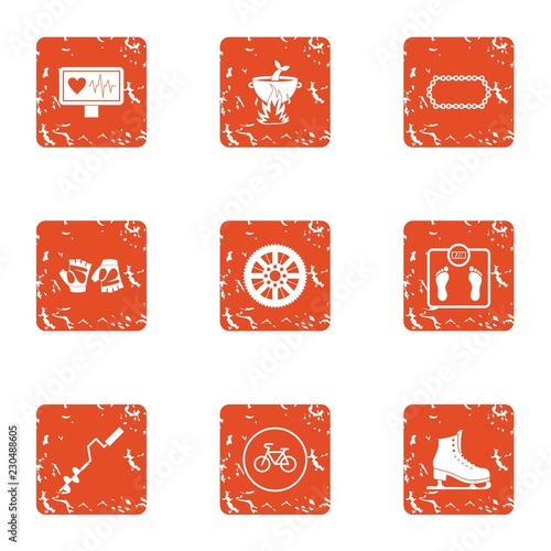 Mass of body icons set. Grunge set of 9 mass of body vector icons for web isolated on white background