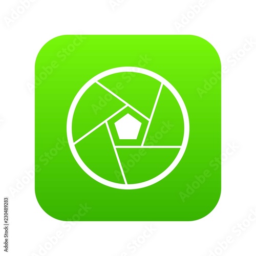 Photographic lens icon digital green for any design isolated on white vector illustration
