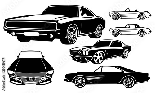 set of muscle car logo design template