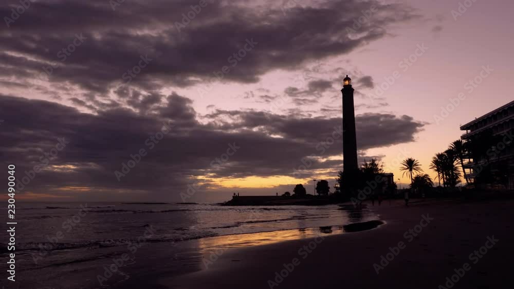 Maspalomas beach lighthouse at sunset. Maspalomas beach lighthouse at sunset.