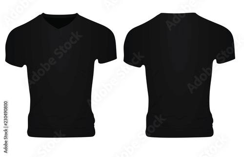 Black v neck t shirt. vector illustration