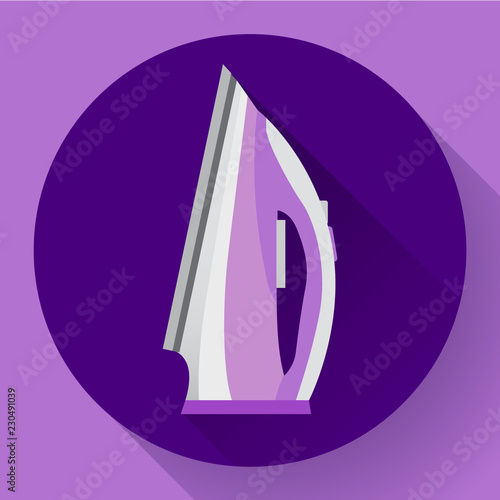 Flat steam iron icon. Ironing of clothes, home appliance. Vector illustration.