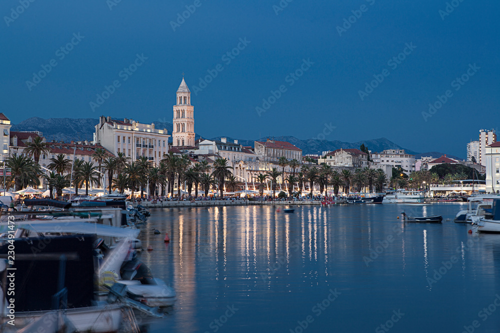 Fototapeta premium Split at night, Croatia, Balkans in Europe