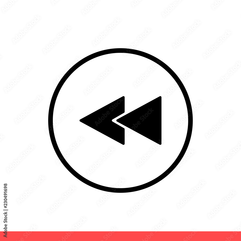 Rewind vector icon, Modern flat sign isolated on white background Rewind vector icon, Modern flat sign isolated on white background
