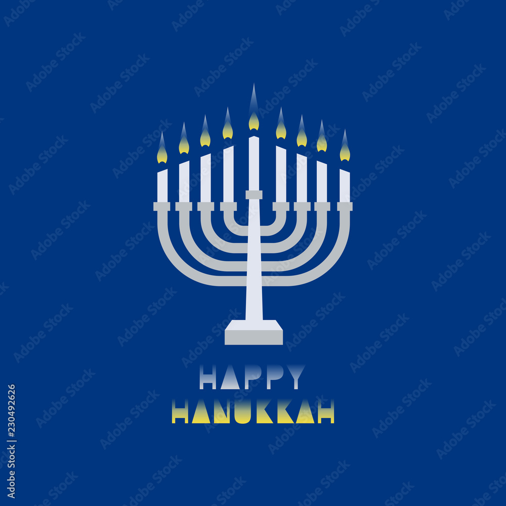 Hanukkah candles with light in night. Jewish Festival of Lights celebration, festive background with menorah symbol. Happy Hanukkah holiday greeting card template. Design element. Vector illustration Hanukkah candles with light in night. Jewish Festival of Lights celebration, festive background with menorah symbol. Happy Hanukkah holiday greeting card template. Design element. Vector illustration