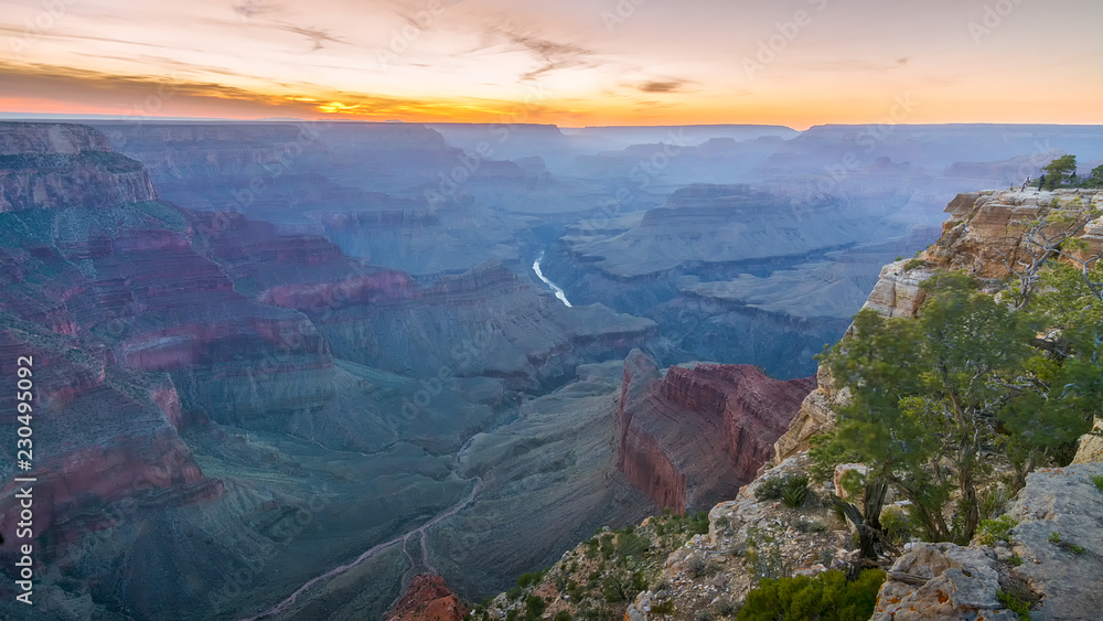 Amazing sunset in Grand Canyon National Park, Arizona, Usa