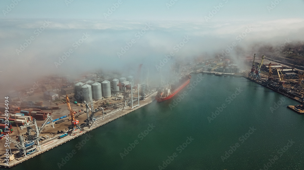 Obraz premium Sea port from a bird's-eye view. Odessa, Ukraine