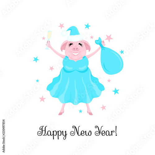 Happy pig with stars