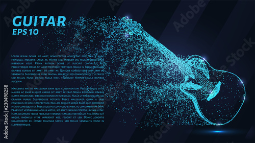 Guitar blue points of light. Guitar vector illustration.