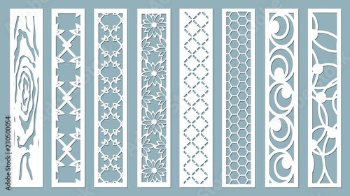 panel for registration of the decorative surfaces. Abstract strips, lines, panels. Vector illustration of a laser cutting. Plotter cutting and screen printing.