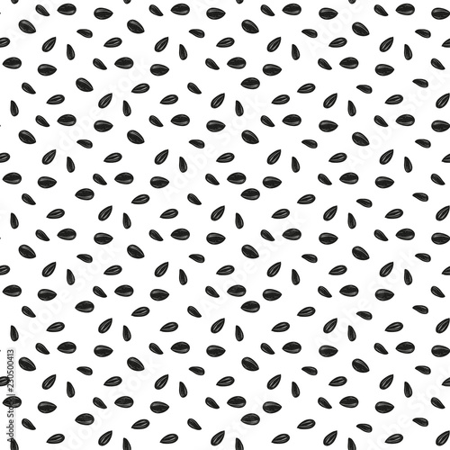 Sesame. Corn. Wallpaper, seamless. Black silhouette on white background.  Monochrome
