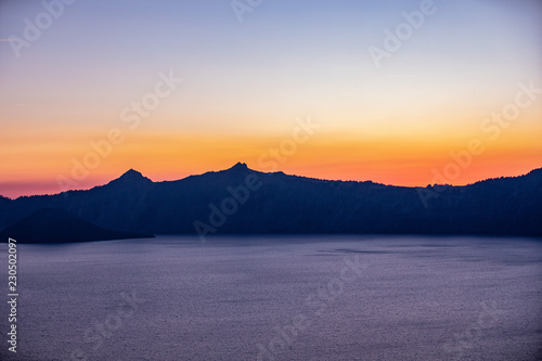 Scenic view of a sunset over Crater Lake, Oregon