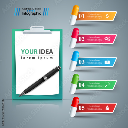 Medical, health - paper business infographic. Vector eps 10