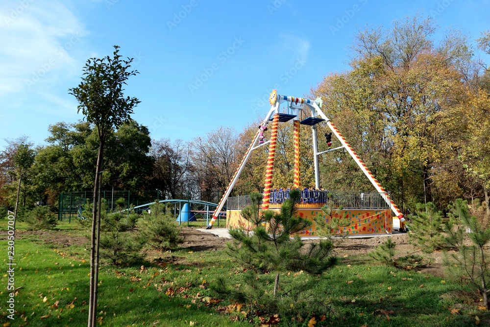 carousel in the autumn park carousel in the autumn park