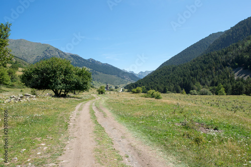 Road to Montgarri through the mountain of Aran Valley