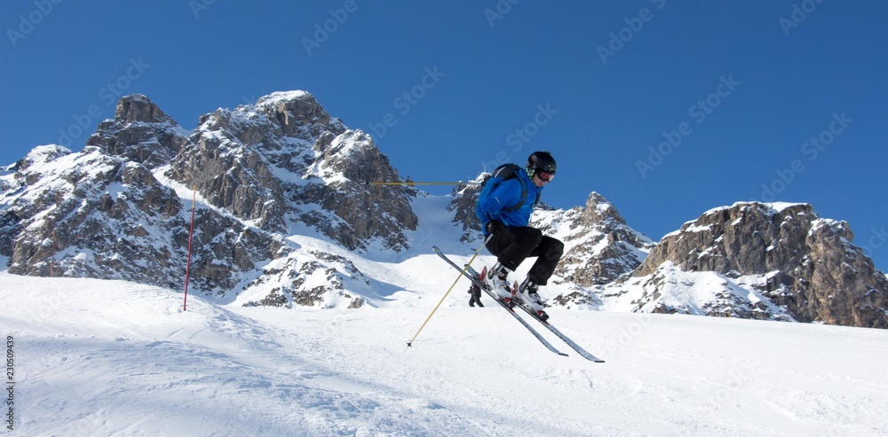 skiing jump mountain rock panorama