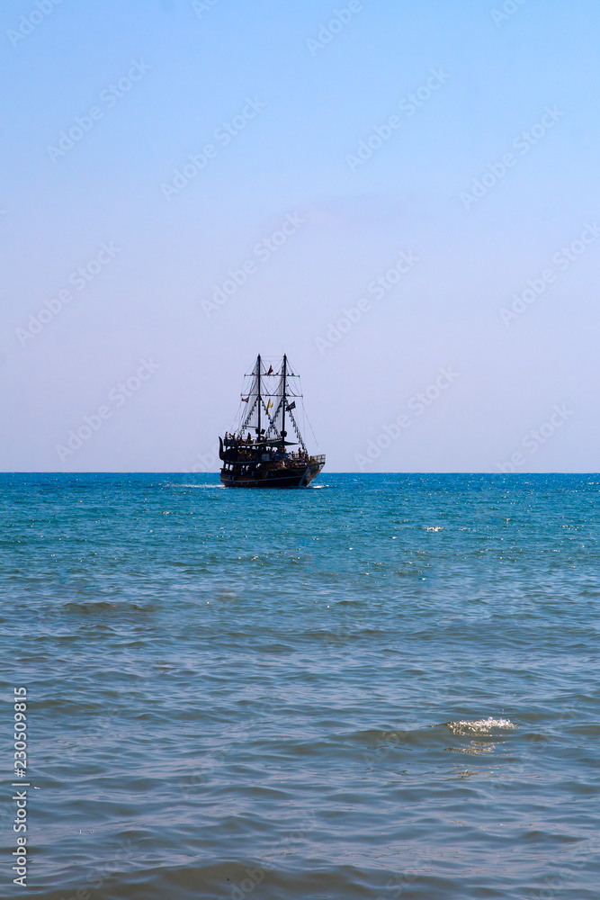 old ship in the sea