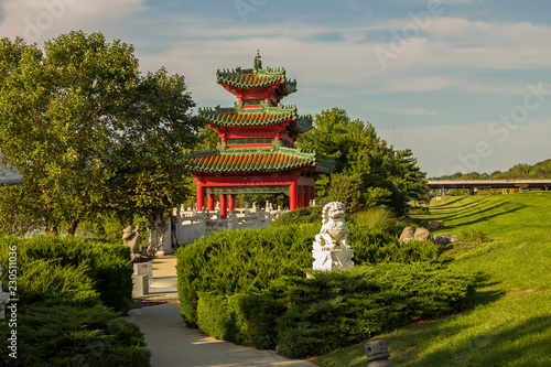 Robert D. Ray Asian Gardens  Chinese pavilion  Muto Recreation Area  Des Moines  Iowa  USA