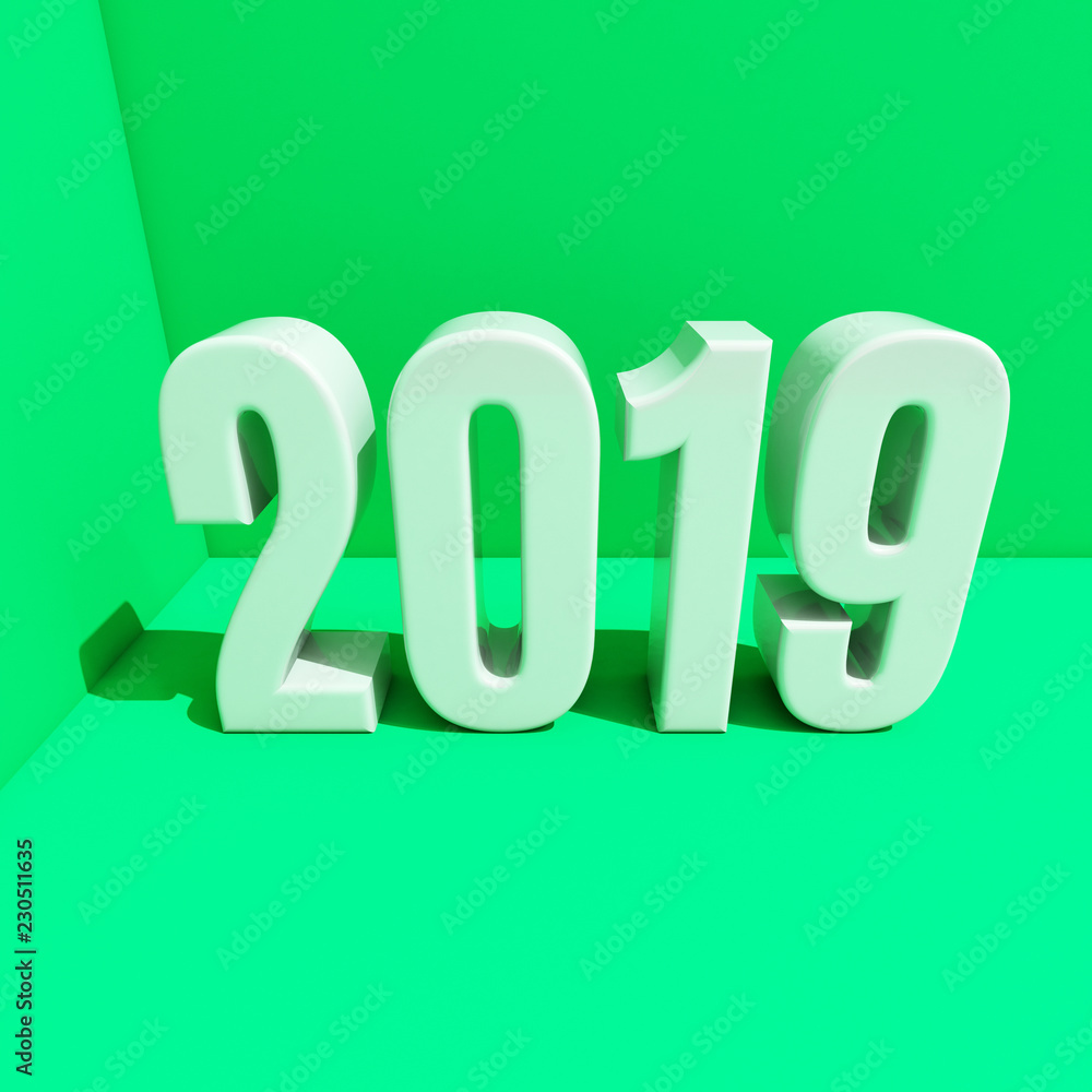 New Year Red 2019 Creative Design Concept 3D Rendered Image New Year Red 2019 Creative Design Concept 3D Rendered Image