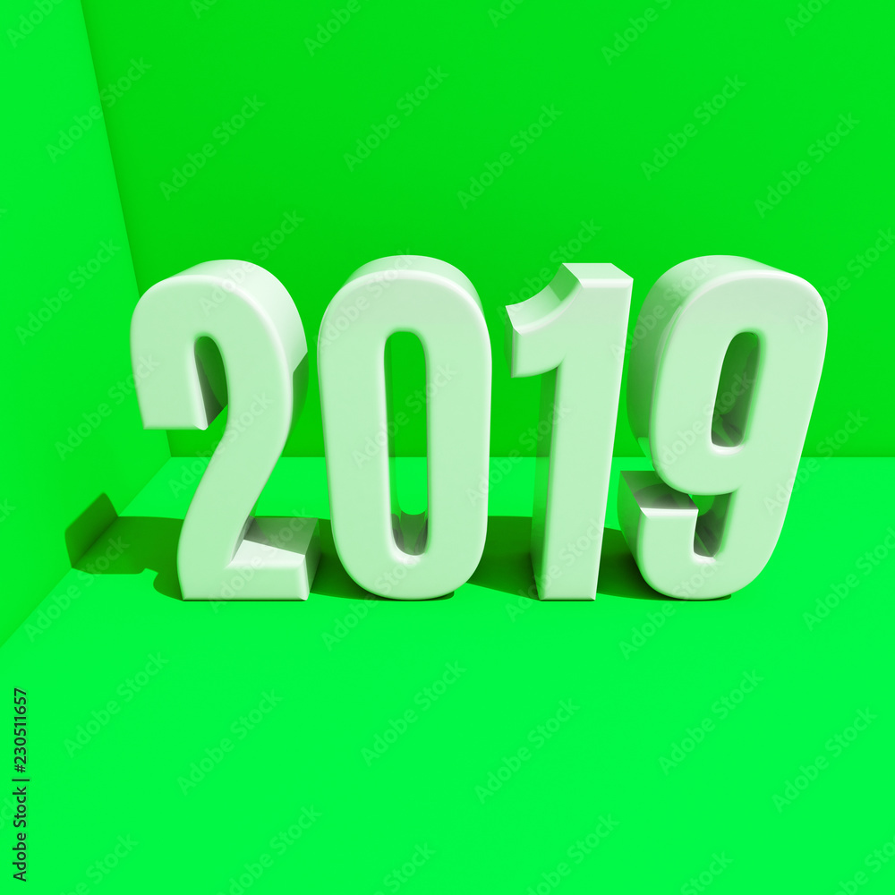 New Year Red 2019 Creative Design Concept 3D Rendered Image New Year Red 2019 Creative Design Concept 3D Rendered Image