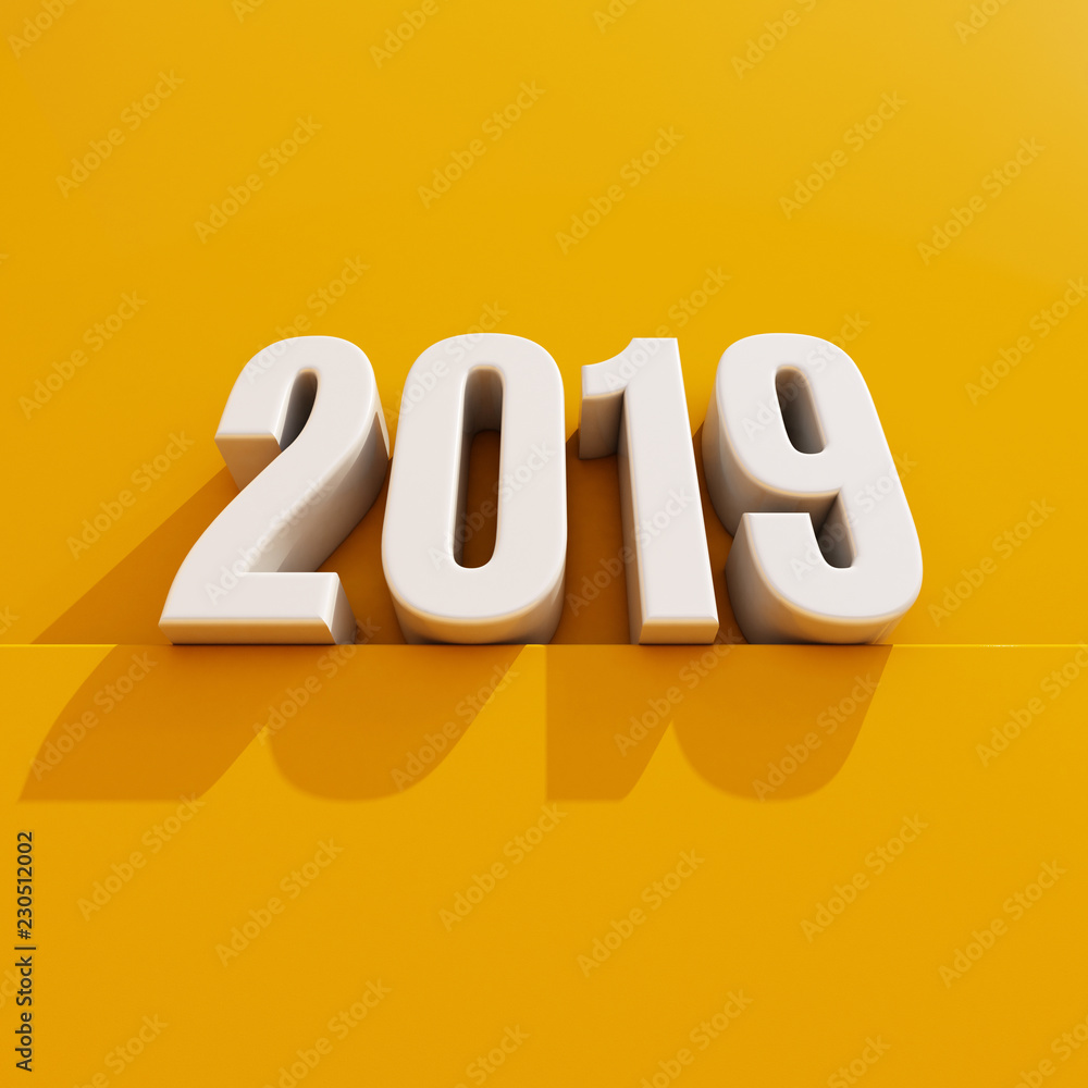 New Year Red 2019 Creative Design Concept 3D Rendered Image New Year Red 2019 Creative Design Concept 3D Rendered Image