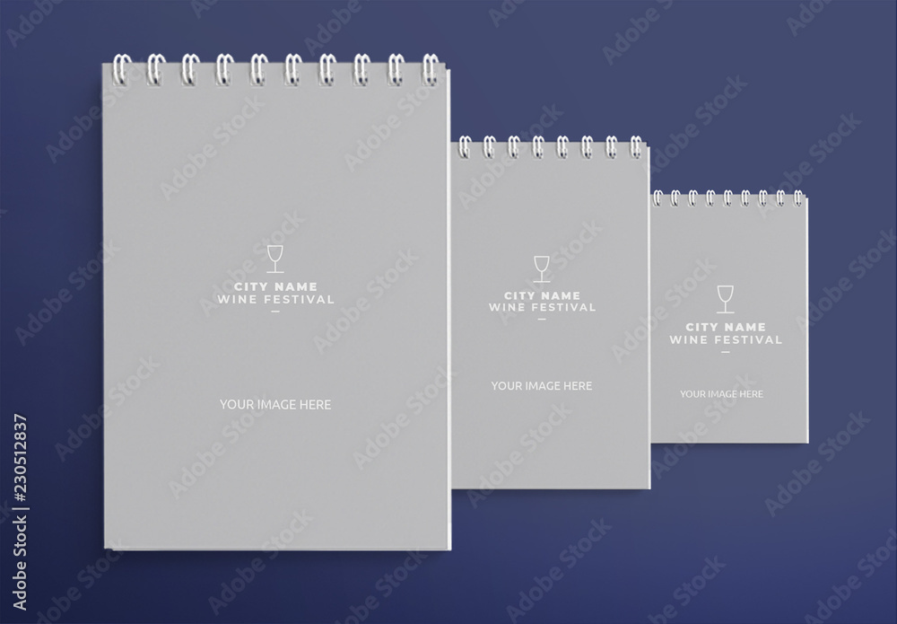 Notebook Layout with Wine Glass Icon Stock Template | Adobe Stock