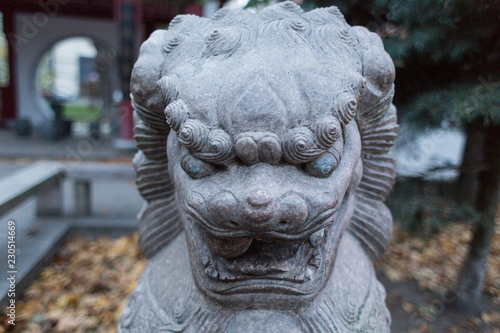 lion statue in chinese temple