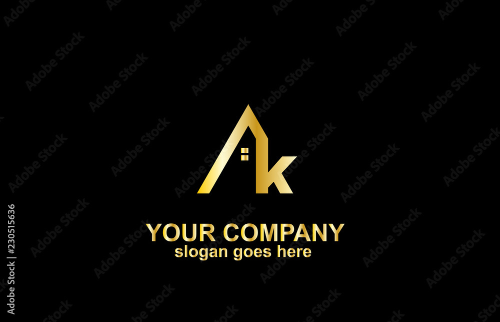 Real Estate Letter K Logo Design With a House Icon Real Estate Letter K Logo Design With a House Icon