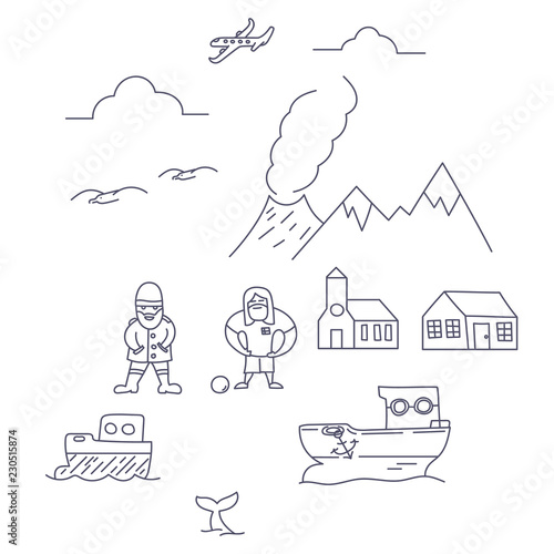 Iceland symbols set