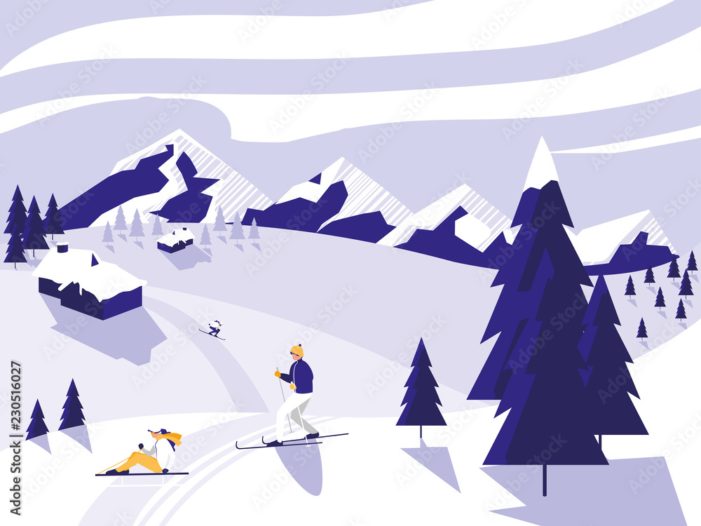 ski camp snowscape scene