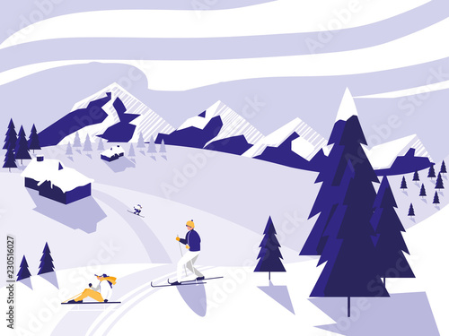 ski camp snowscape scene