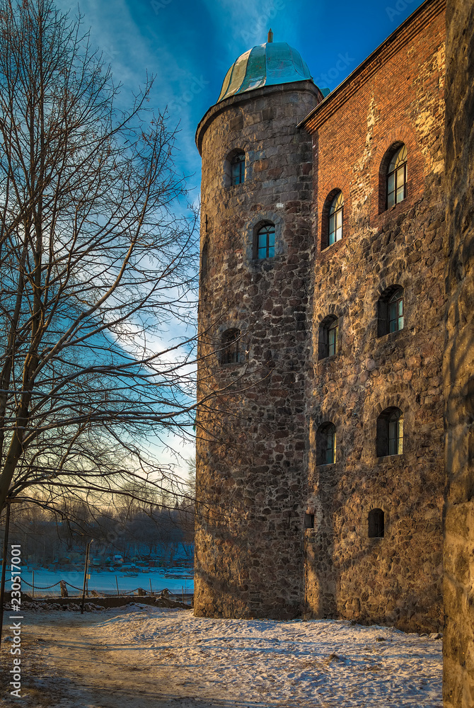 The castle wall and one of the towers