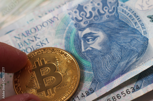 bitcoin and money Polish background