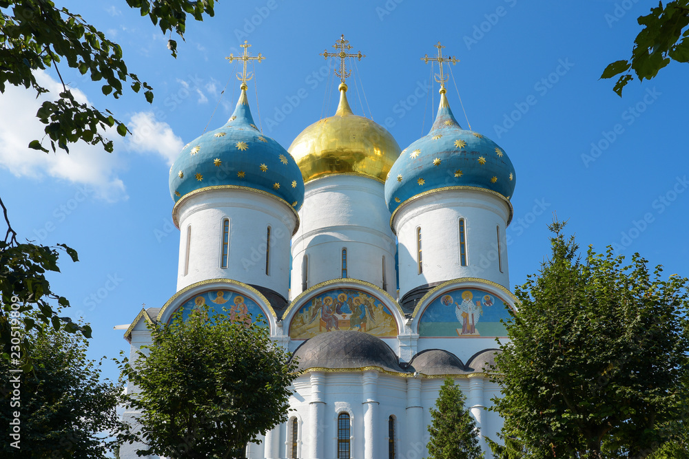 Sergiev Posad town, Holy Trinity-St. Sergius Lavra. Dome of the Cathedral of the assumption of the blessed virgin.