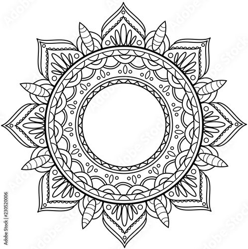 Vector illustration of a black and white mandala for adult coloring book antistress