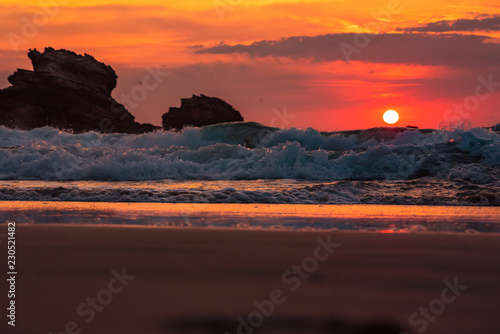 Fotografie Sunset view of the grande beach in Biarritz, France .