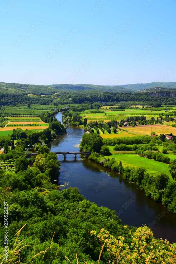 A view of the River Dordogne as taken from the medieval village of Domme in France