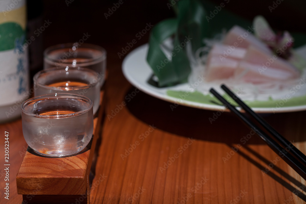 Glasses of cold sake Glasses of cold sake