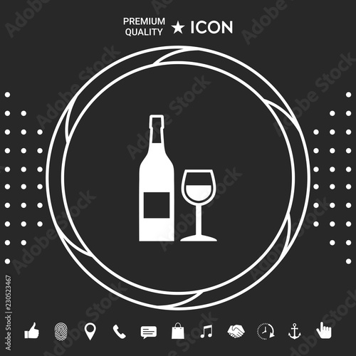 Bottle of wine and wineglass icon